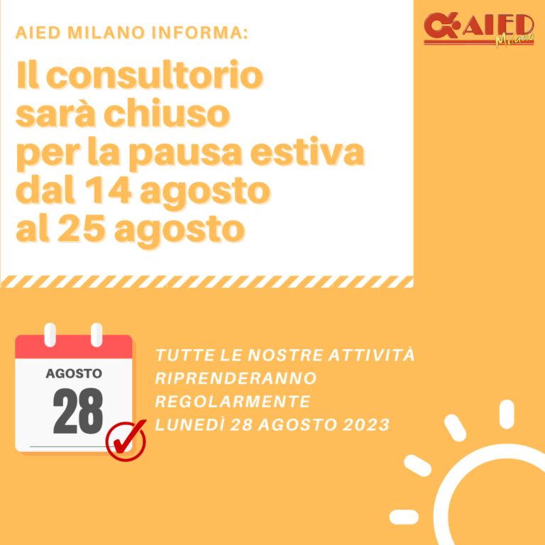 CONSULTORIO AIED MILANO chiuso agosto